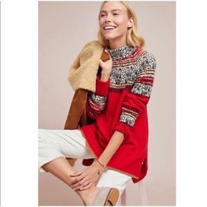 Anthropologie Red Multicolor Sweater